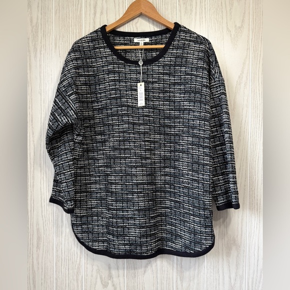 NWT Max Studio Textured Boucle Knit Pullover Top Black White MSRP $88 - Picture 1 of 3